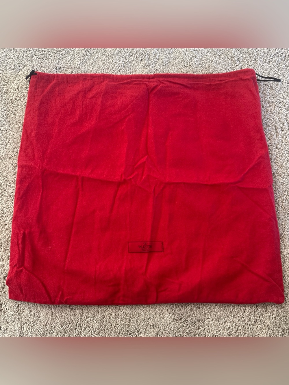 Valentino Garavani Large Red Flannel Thick Draw string Dust Bag 19x20 Luxury